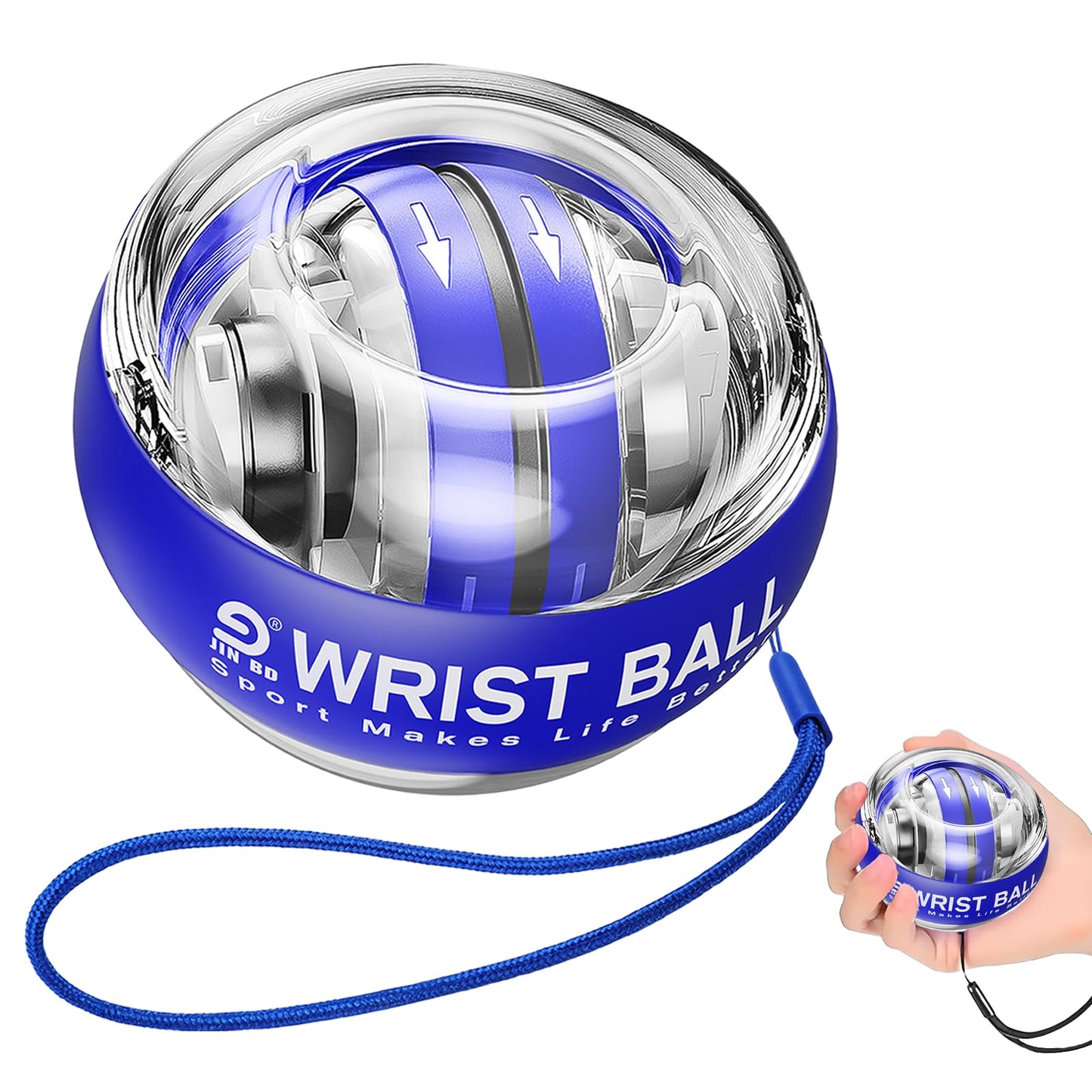 JIN BD Wrist Ball Auto-Start Gyro Ball – Desk Toy & Wrist Trainer for Gamers & Office Workers No Light Blue (Relieves Fatigue & Carpal Tunnel Syndrome)