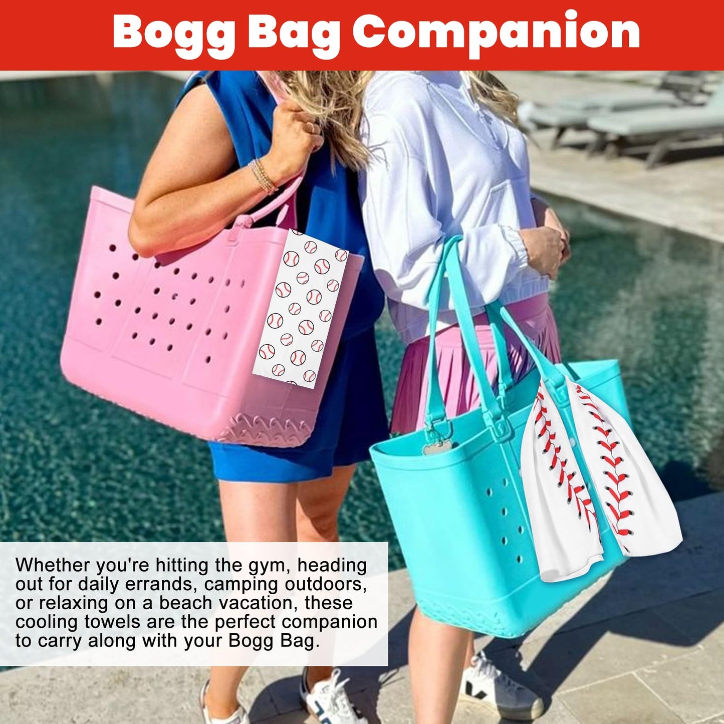 HMGES 2pcs Softball Cooling Towels for Bogg Bag – 160GSM Breathable Ice Towels, Thickened Chilly Sports Accessories for Beach/Gym/Travel/Workout, Bogg Bag Companion,Sweat-Absorbing/Quick-Drying
