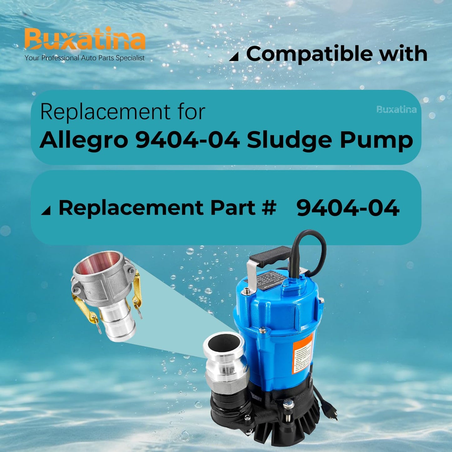 Buxatina 115V 1/2HP 52.8GPM 3600RPM Sludge Dewatering Pump Replacement for Allegro 9404-04 Sludge Pump for Pumping Standing Water containing Sand, Solids, Leaves or Debris