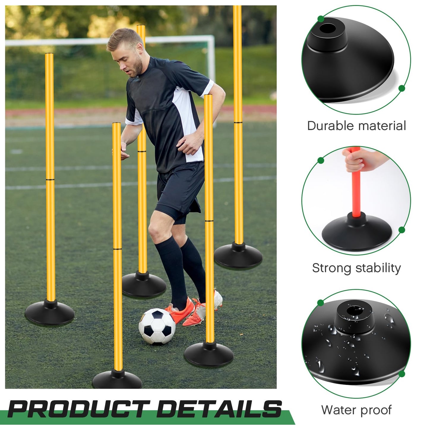 Landical 12 Pcs Weighted Slalom Pole Rubber Bases for Soccer Agility Poles 2.2 lb Pole Base for Soccer Training Equipment Set Accessory Lacrosse Field Hockey Track Field