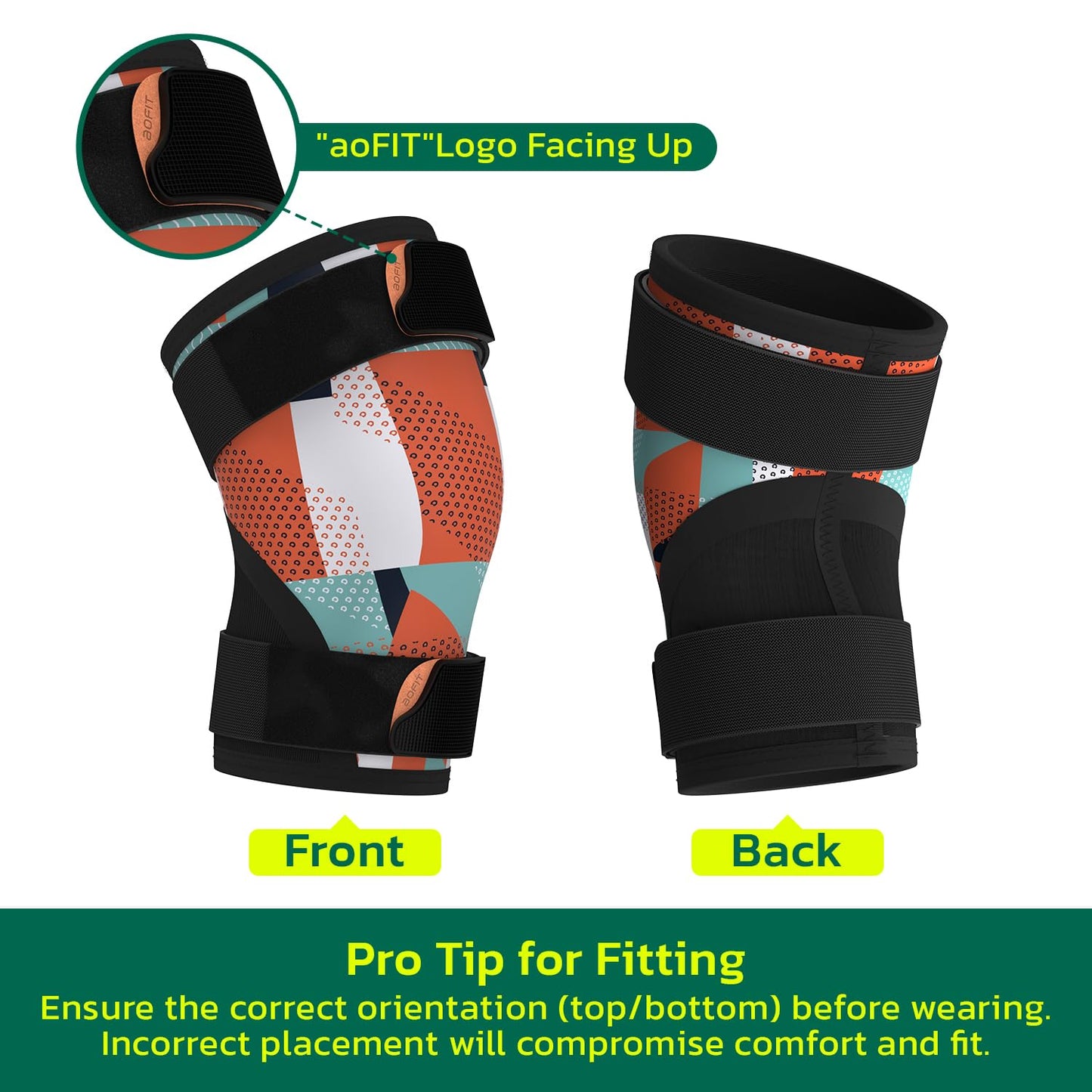 aoFIT Knee Brace (1 Pair) Adjustable Strap 7mm Neoprene Knee Compression Sleeve Knee Support for Men Women for Training & Fitness, Weightlifting, Black Small