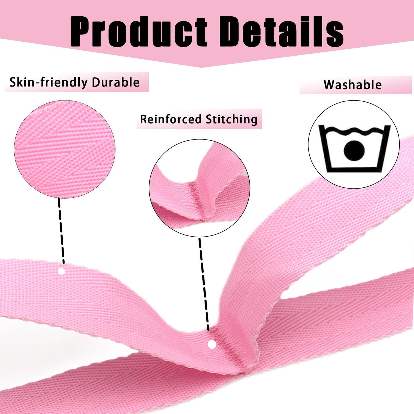 Stretching Strap Yoga Strap with Loops, Stretch Straps for Physical Therapy, Non-Elastic Exercise Strap for Pilates, Dance and Gymnastics with Workout Guide (Pink)