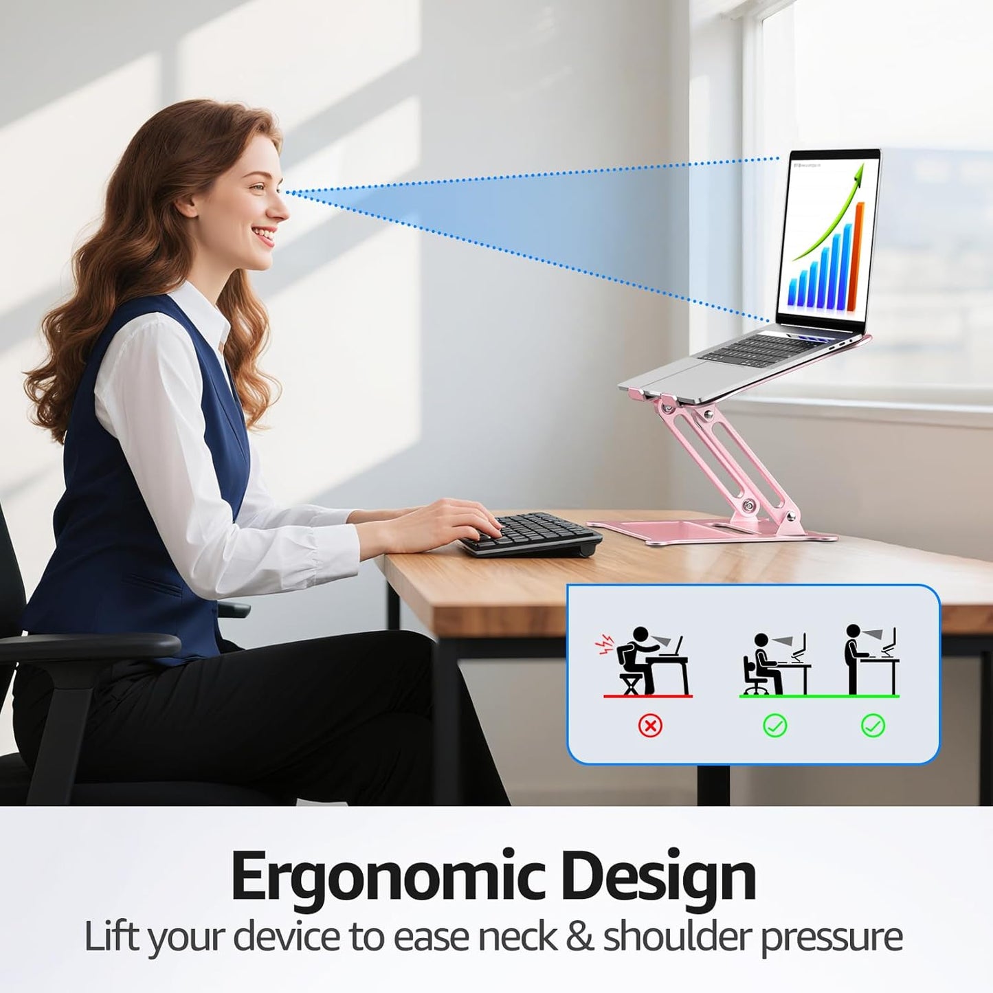 Urmust 10-15.6"(Rose Laptop Notebook Stand Holder Adjustable Laptop Stand Portable Computer Riser Compatible
