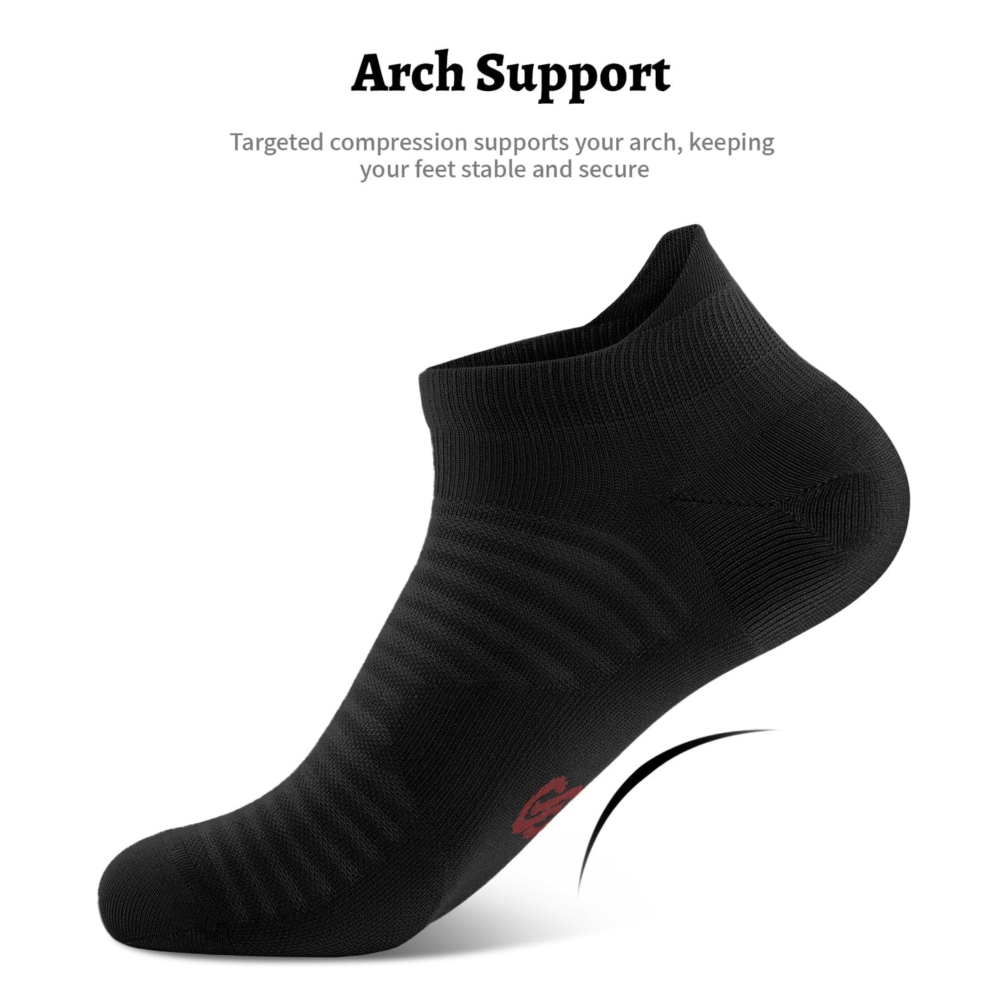 Compression Ankle Socks (6 Pairs) for Men & Women, Running Socks With Arch Support