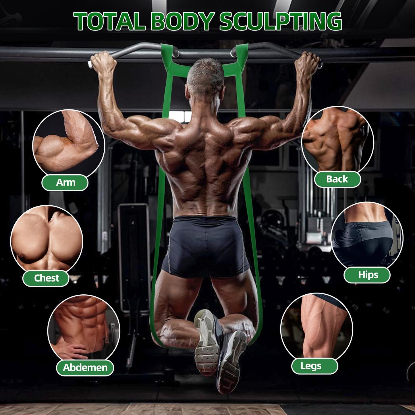 Resistance Bands for Working Out, 4-Level Pull Up Assist Bands Set with Door Anchor, Workout for Women and Men, Exercise Bands,Training, Plasticity, Physical Therapy at Home/Gym