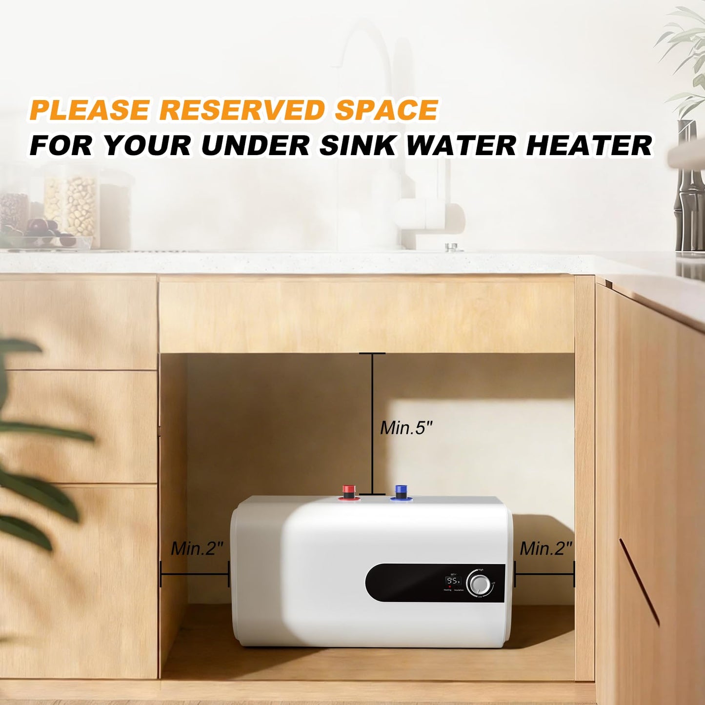 4Gallon Mini Tank Water Heater Electric, 1500W Under Sink Hot Water fot Point of Use, 110V Instant Hot Water Heater for Kitchen, Office