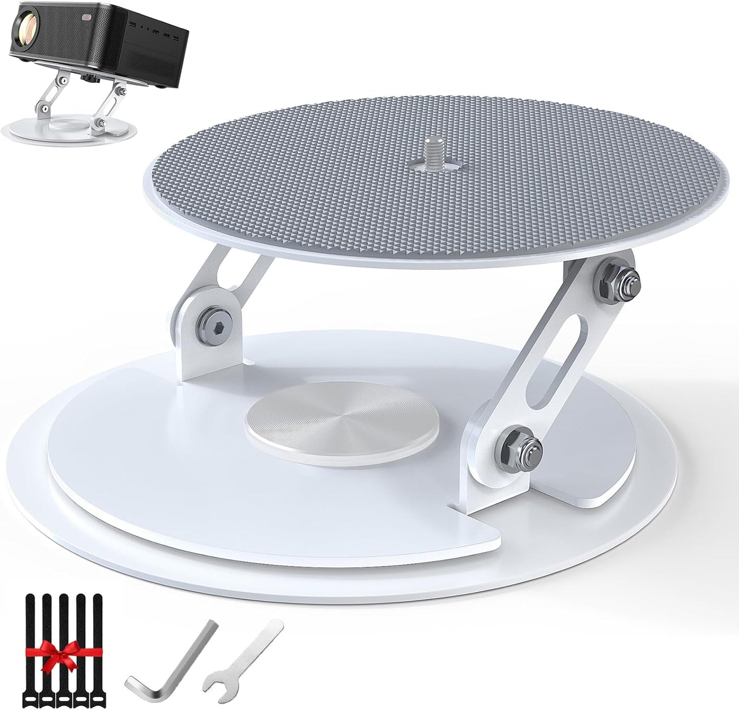 DAWASAPAT 360Adjustable 1/4" Screw360 Foldable Desktop Projector Stand, Universal Table Mount Rotation PJ Holde Black