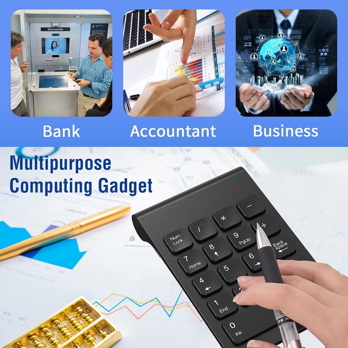 cimetech 2.4G 18 Wireless Number Pad, Numeric Keypad Numpad with USB Receiver, Keys Portable Mini Keyboard for Laptop