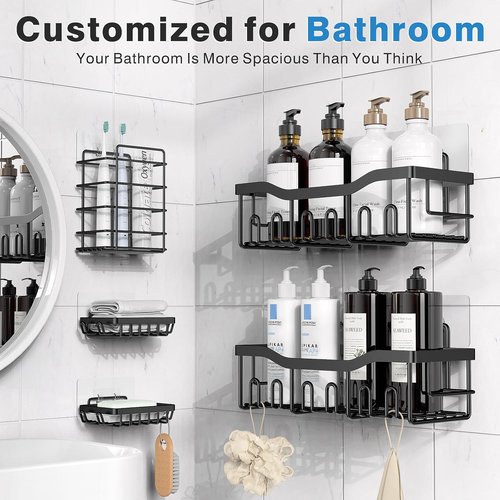 EUDELE Shower Caddy - 5 Pack Rustproof Stainless Steel Bath Organizers | Large Capacity, No Drilling Shelves