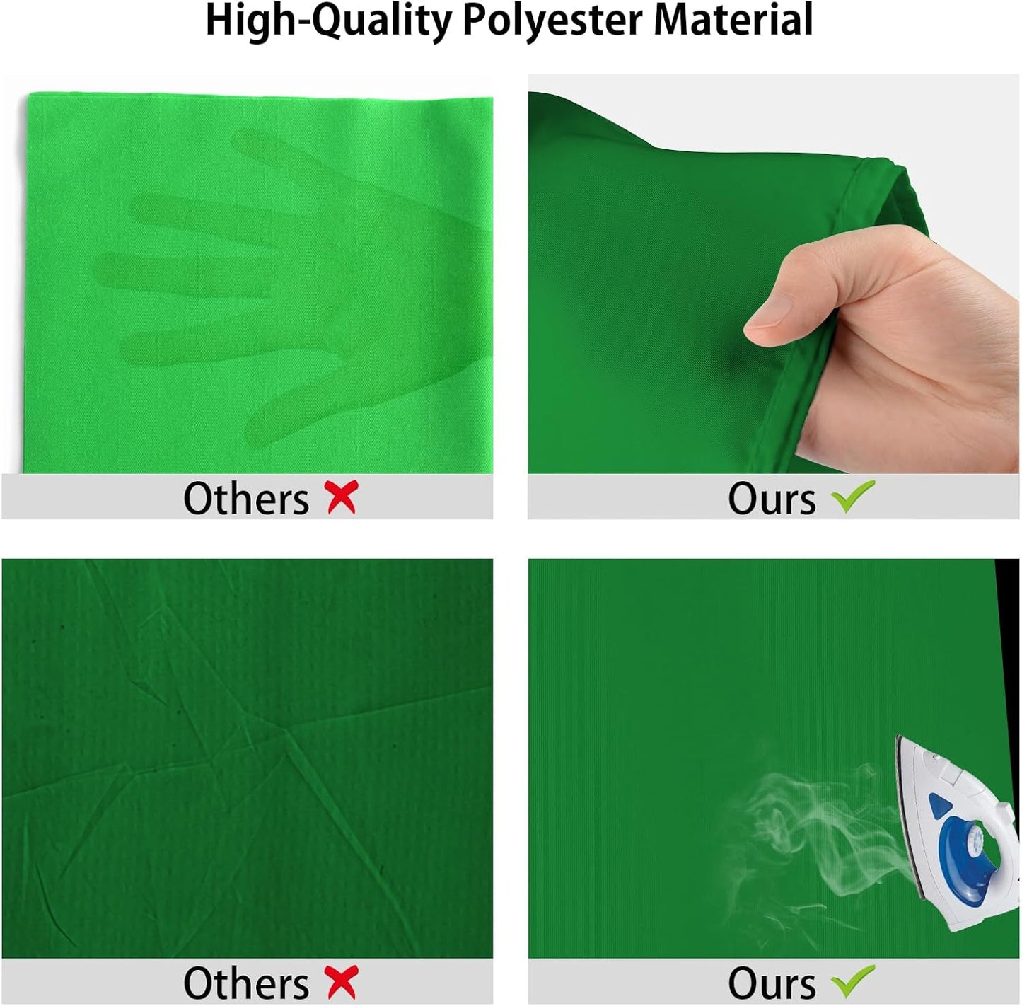 UTEBIT 5x6.5ft Green Screen Backdrop, Photography Backdrop Chroma Key Small Greenscreen Sheet Background for Streaming