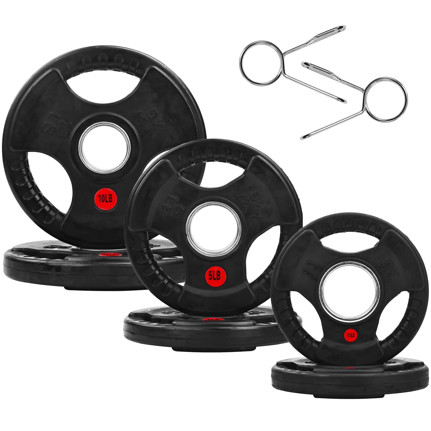 Fitvids 2 Inch Olympic Barbell Weight Plates Set, 35 LB(2.5-10 LB) Barbell Weight Set for Home Gym Strength Training, Rubber Coate Design