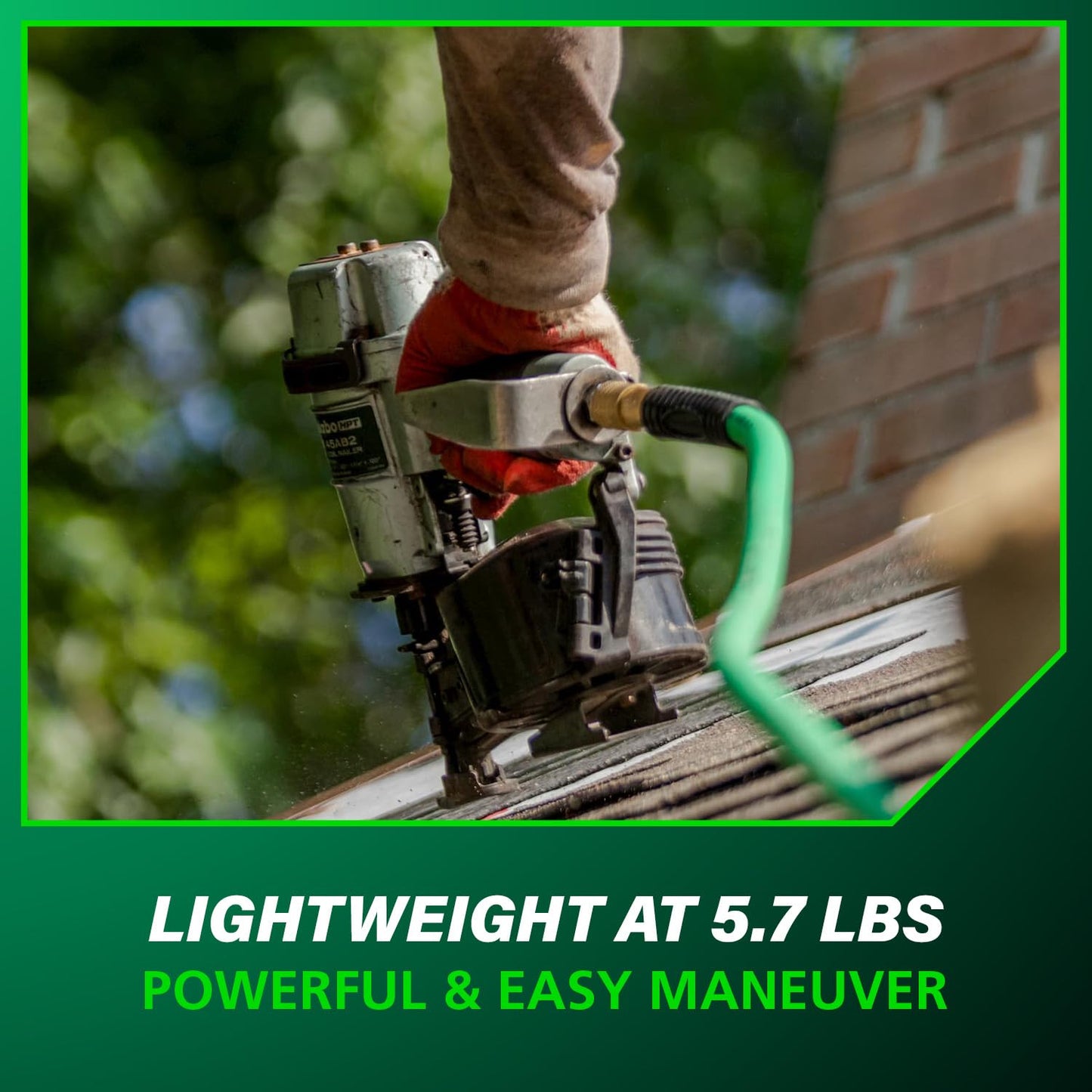 Metabo HPT Roofing Nailer, Pro-Preferred Pneumatic Power Nailer in Roofing Tools, Pneumatic Roofing Nailer for Asphalt Roofing Shingles, Nailer 16 Degree 7/8″ to 1-3/4″ Roofing Nails, NV45AB2
