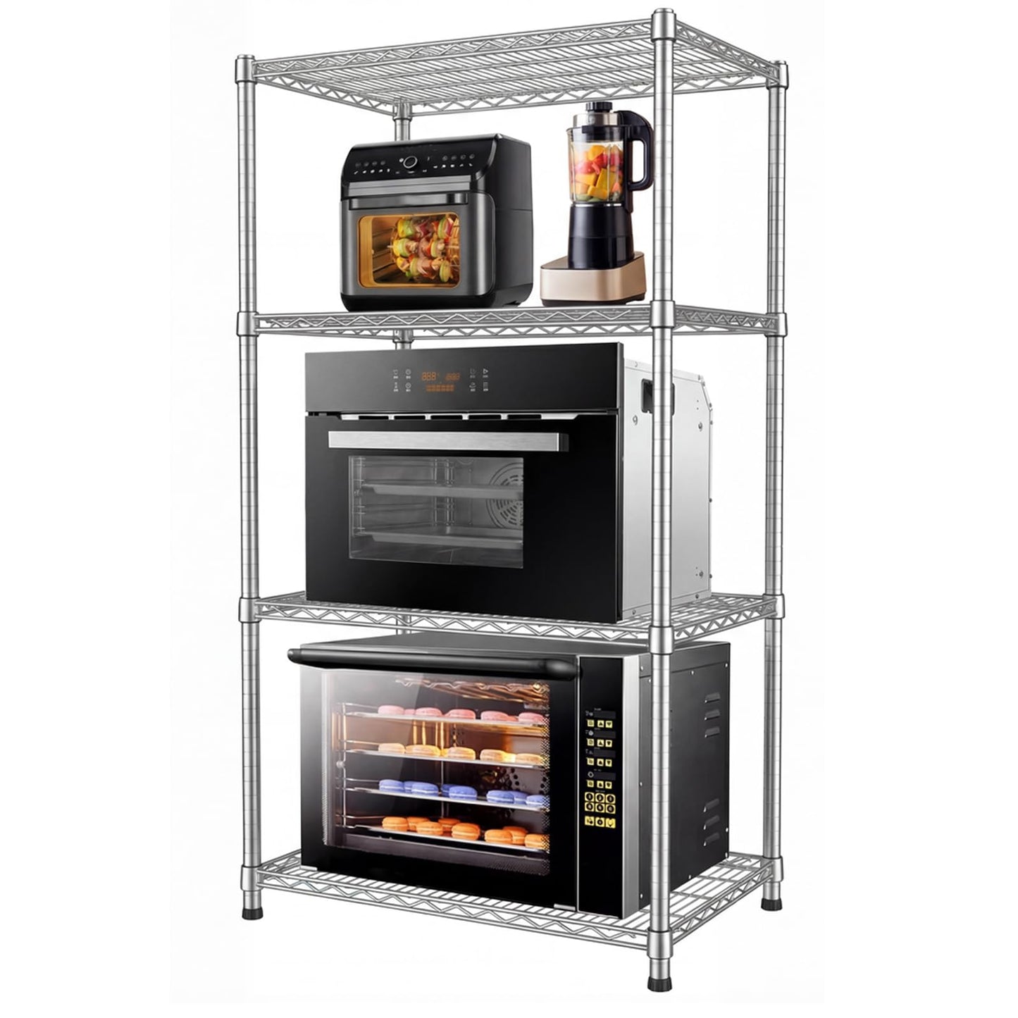 24"Depth Metal Wire Shelving Unit Metal Shelf Adjustable Storage Rack Kitchen Storage shelves 4 Tier Commercial Heavy-Duty 2200 LBS Sturdy Standing Steel for Home Garage Pantry 24"Dx 30"Wx59"H