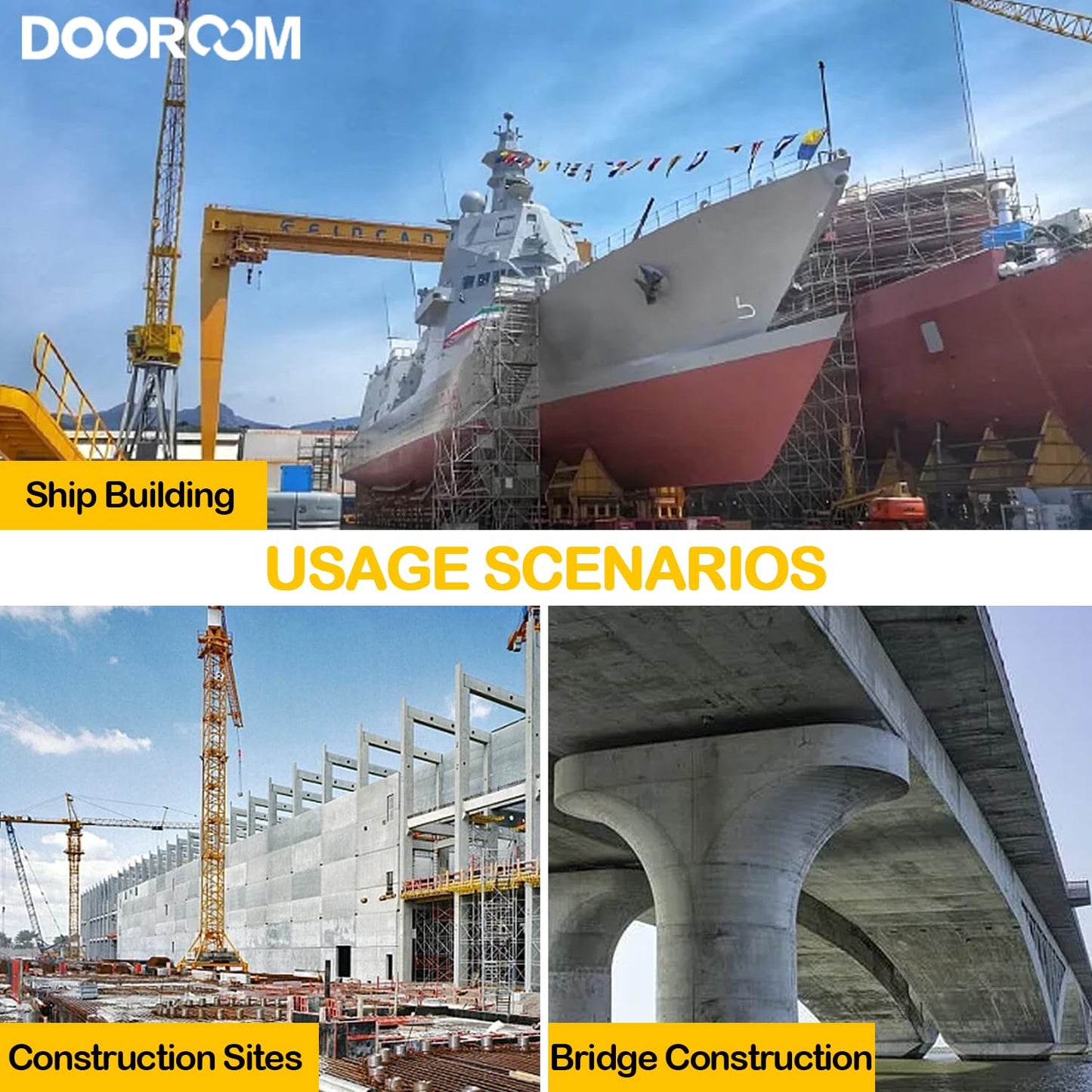 DOOROOM 30T 4Inch Stroke Porta Power Single Acting Lifting Cylinder for Shipbuilding, Machinery and Industry,Automatically Retract Split Hydraulic Cylinders Jacks, Yellow