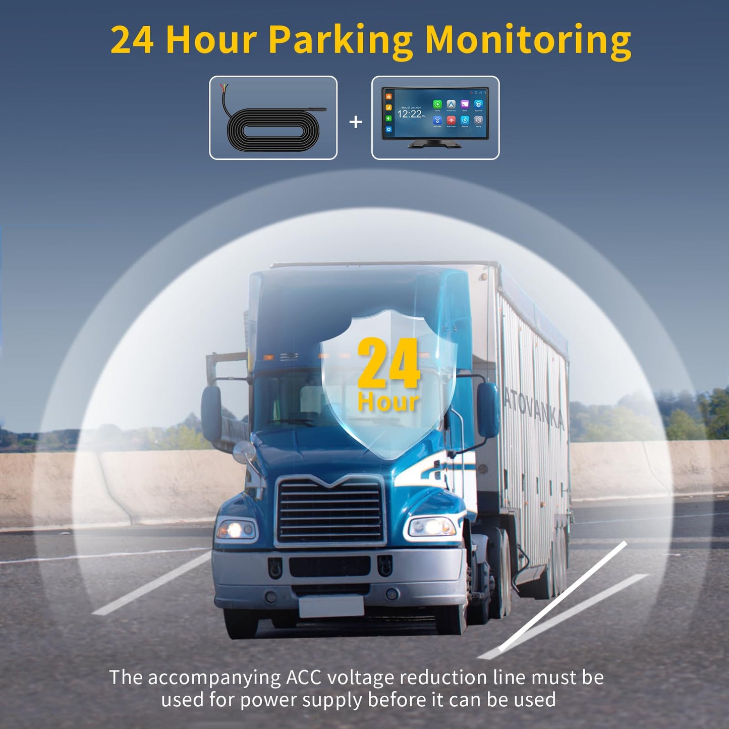 Semi Truck Camera System with Apple Carplay & Andriod Auto,Dash Cam for Semi Truck with 4-Channel 1080P RV Camera System,10.36" IPS Touchscreen, 360° All-Round Recording, 24H Parking Monitoring