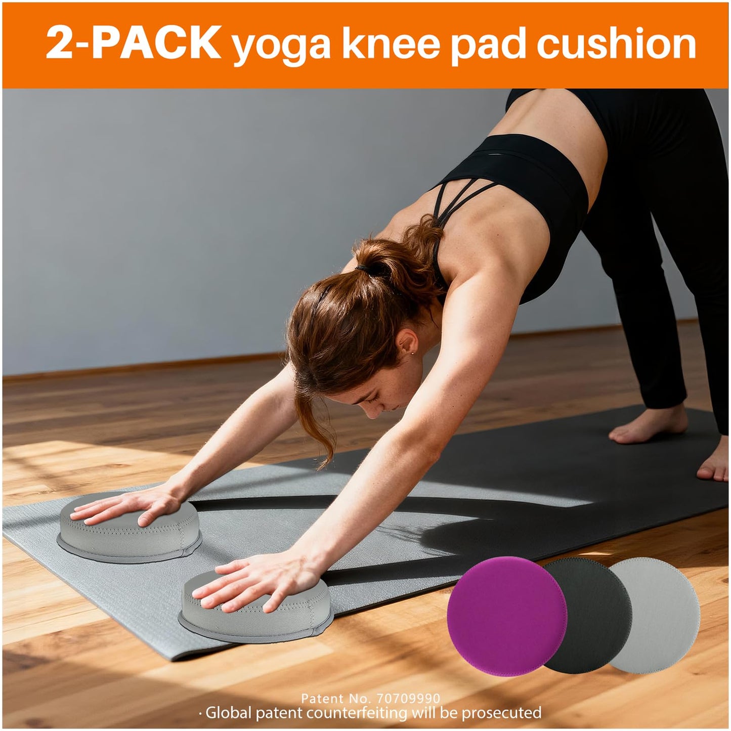 ECOESPTI Yoga Knee Pad, 1.57 Inch Thick, Memory Foam and EPE Foam, for Knees Elbows Wrist Hands Head Yoga Pilates Work Out Kneeling Pad, Exercise Mat, 2 Light Gray