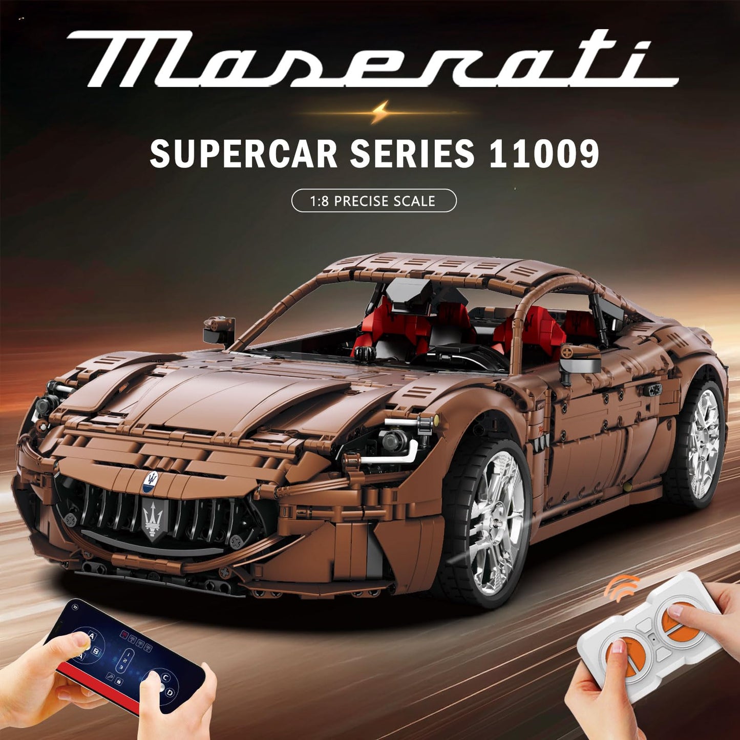 Reobrix Sports Car Building Blocks Set for Adults, Remote Control 1:8 Racing Car Vehicle Toy Model Building Kit for Adult, 11009, Creative Gifts for Boys Girls Adults 14+ (5480PCS)