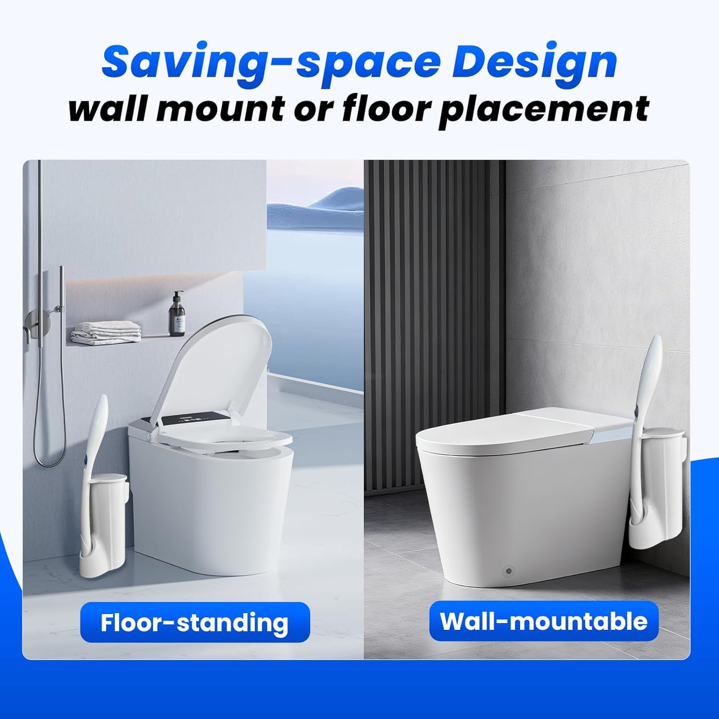 Skiennix Toilet Wand Caddy Holder - Disposable Brush Kit for Easy Toilet Cleaning | Wall Mounted Storage