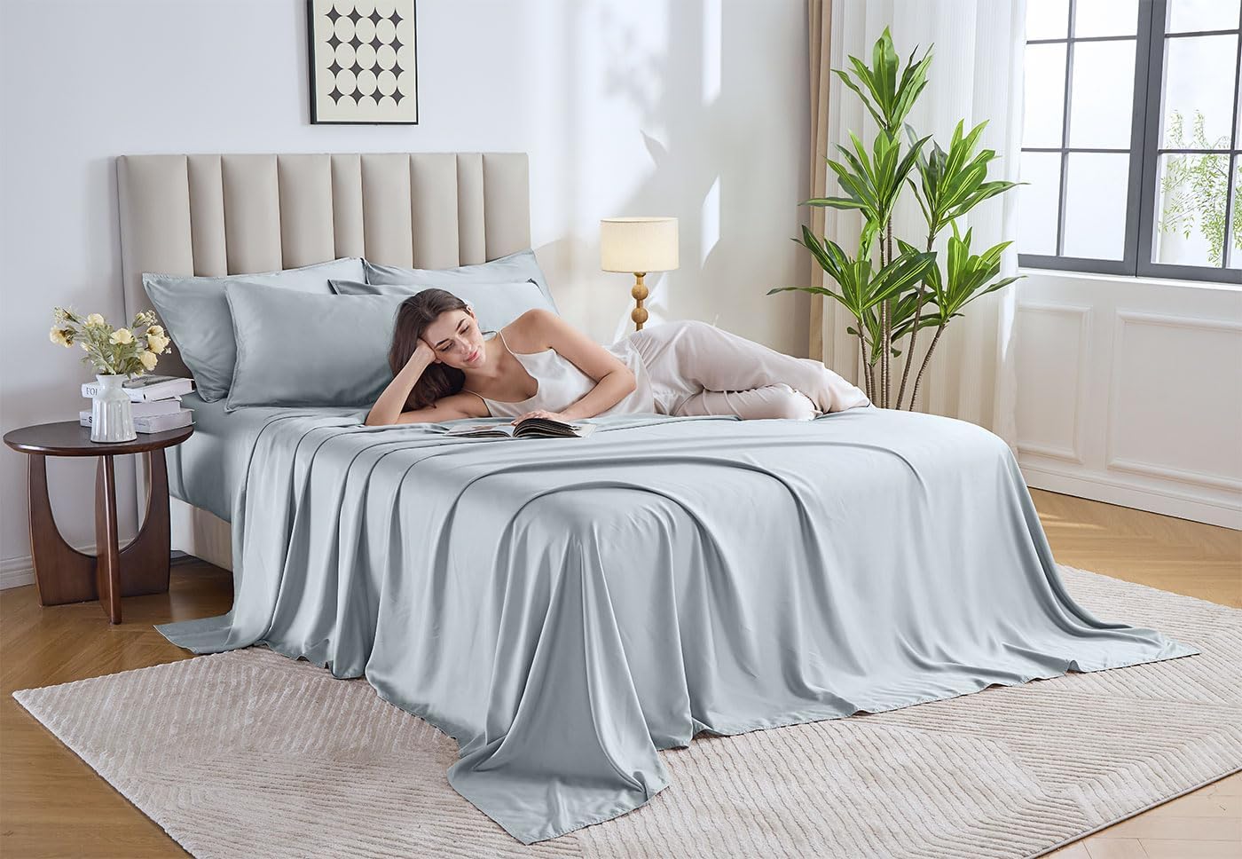 Pure Bamboo King Sheets - Luxuriously Soft 100% Organic Viscose Bed Sheet Set | Cooling & Durable (King, Glacier)