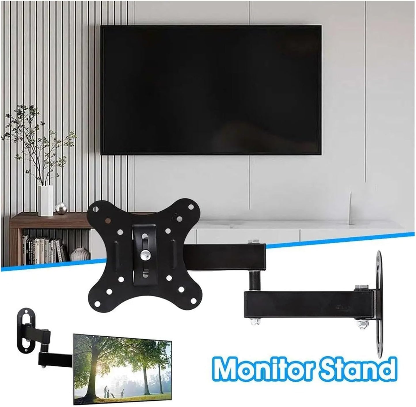 LOKLNEYK 10-27 Inch Display TV Wall Mount Articulating Arms Bracket, Swivel Tilt Extension Rotation, TV Monitor Stand