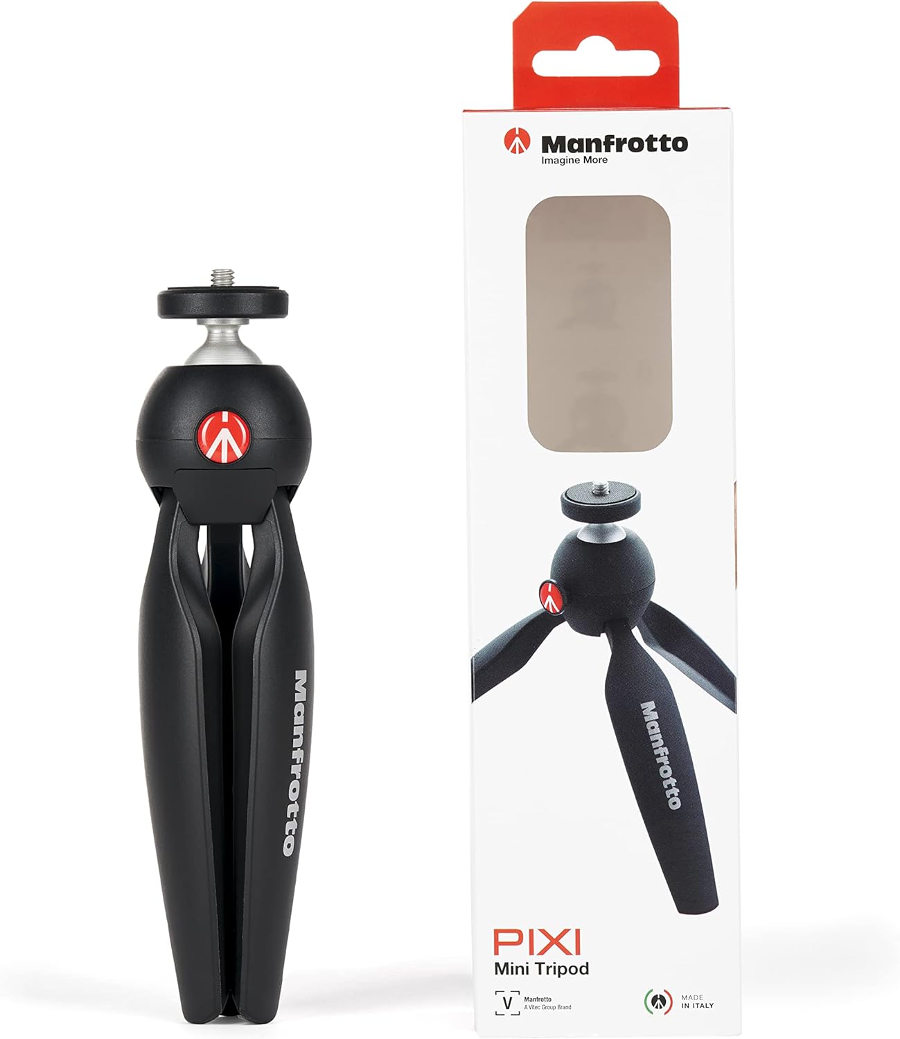 Manfrotto MTPIXIMII-B, PIXI Mini Tripod with Handgrip for Compact System Cameras, for DSLR, Mirrorless, Video, Made