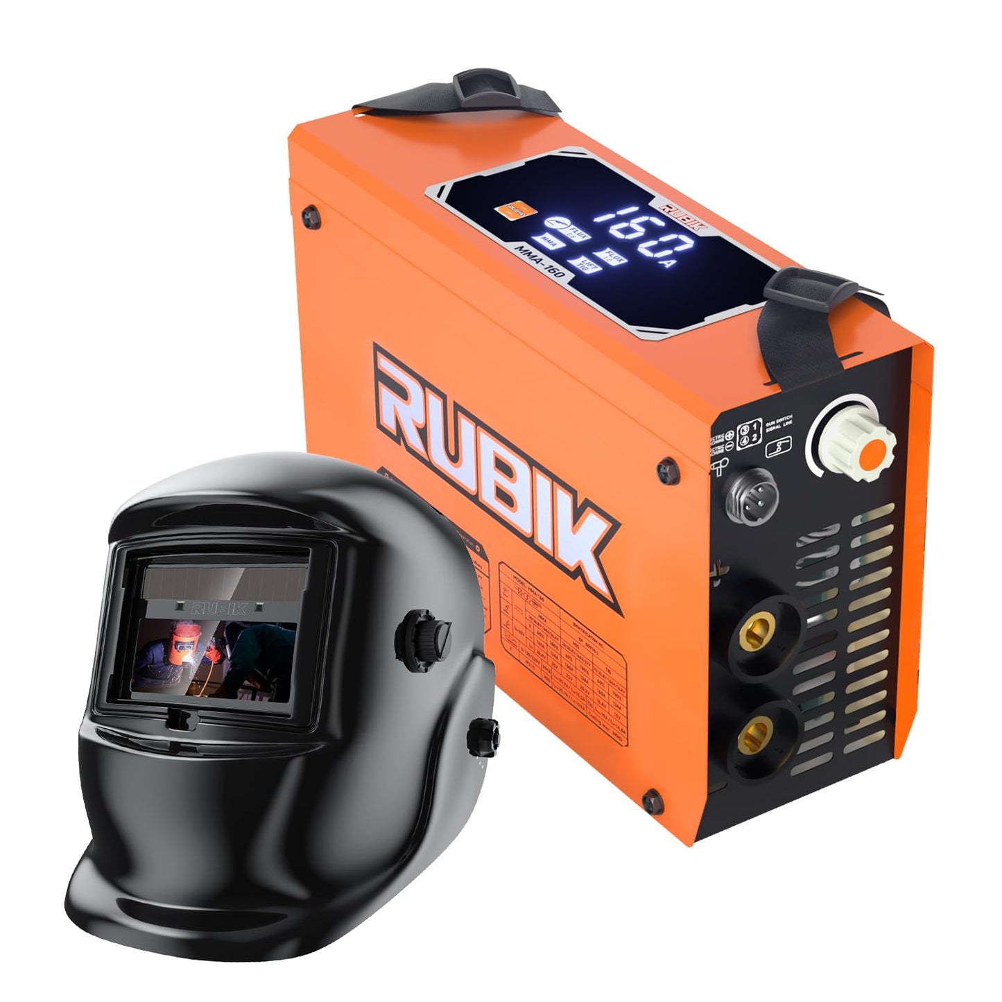 Rubik Mini 160A Stick Welder 110/220V, 3 in 1 Welder Machine MIG/MMA/Lift Tig, Portable ARC Welding Machine with IGBT Inverter, Digital LCD Dispaly Welder Welding Helmet
