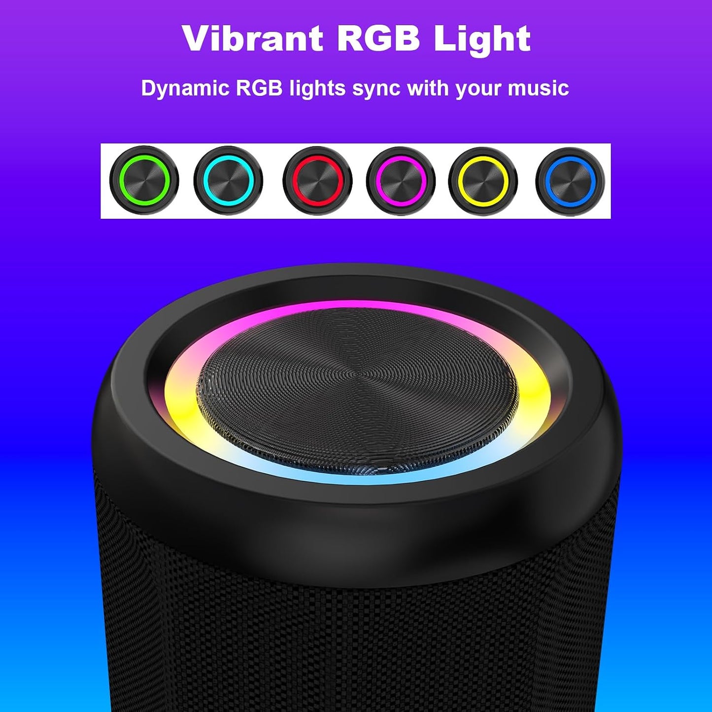 CofunKool 5.4, Small Portable Bluetooth Speaker with RGB Light, Clear Stereo Sound, Wireless Speaker Bluetooth TWS