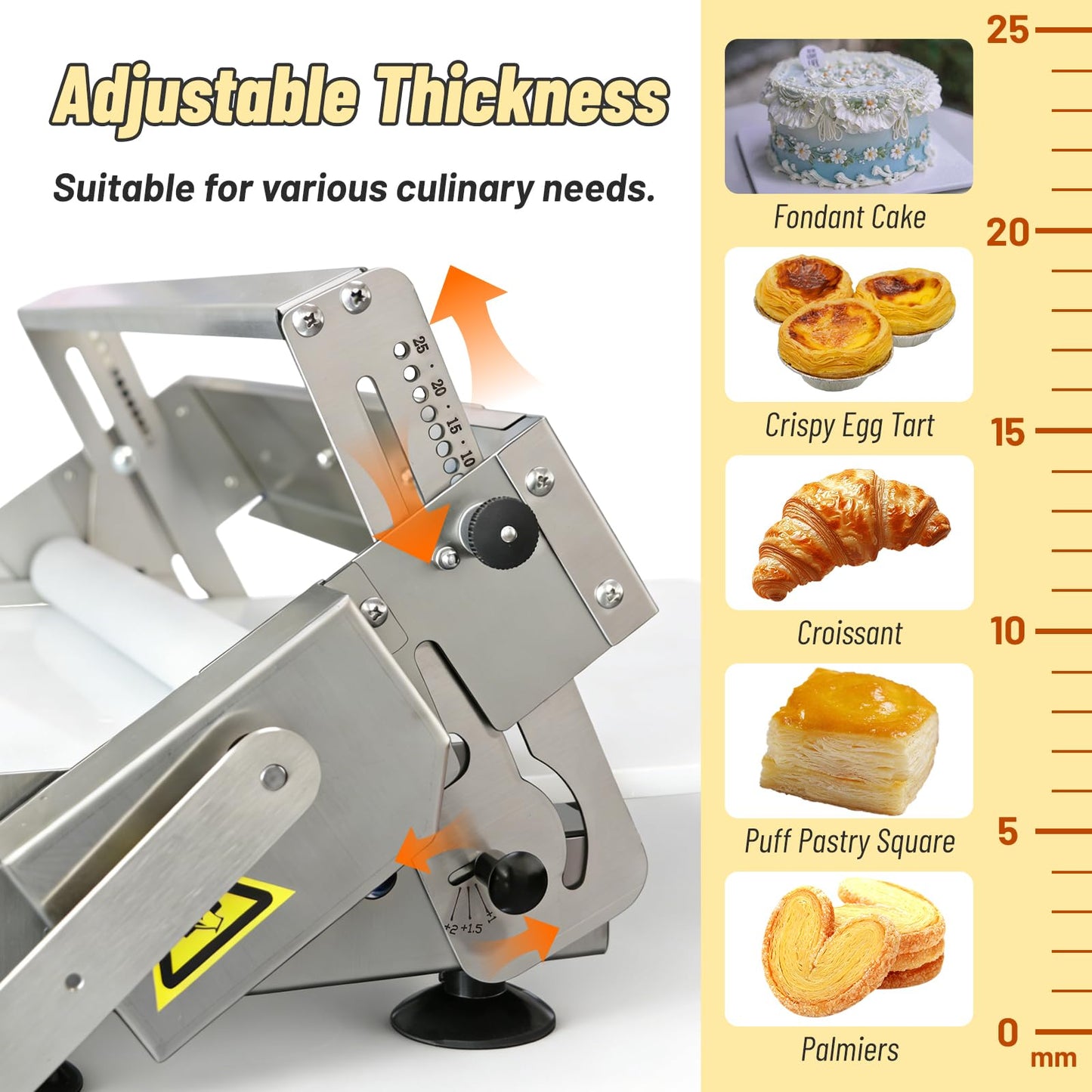 HNZXIB Foldable Dough Sheeter Machine, 15.75''×35.5''Manual Stainless Steel Portable Dough Roller with Silicone Pastry Mat, for Commercial Home Bakery, Puff Pastry, Pizza, Croissant