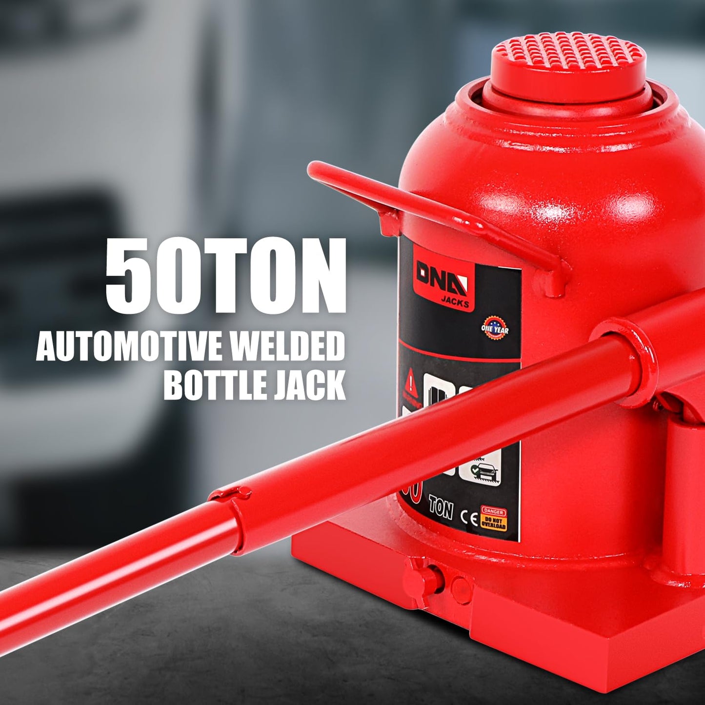 DNA Motoring 50 Tons / 110231 lbs Lifting Automotive Welded Hydraulic Bottle Jack for Repair Vehicle, Pickup, Truck, w/Manual Handle, Red,TOOLS-00365
