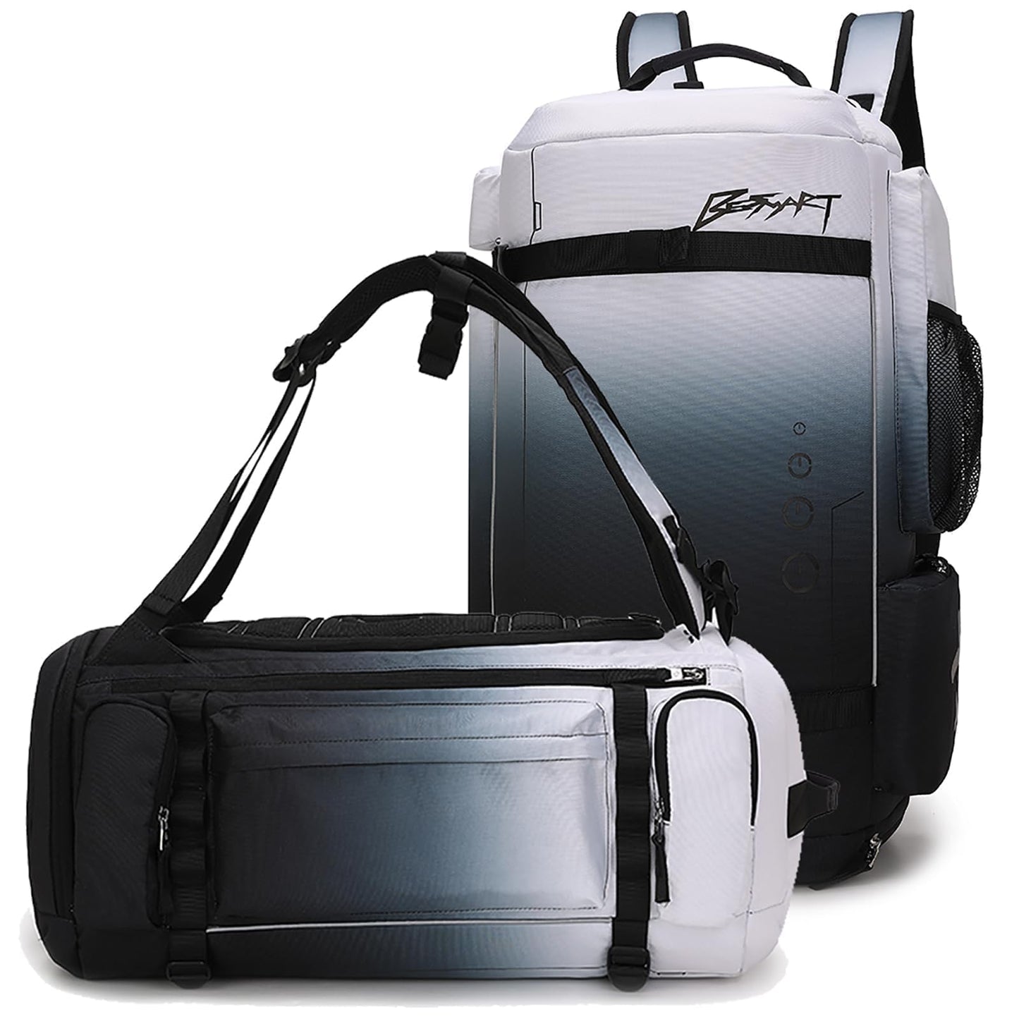 BE SMART 2 in 1 Convertible Gym Duffel Bags with Shoes Compartment - 40L Waterproof Extra Large Workout Backpack for Gym Men, Heavy Duty Sports Duffle Backpacks for Travel, Hiking, Camping, Carry On