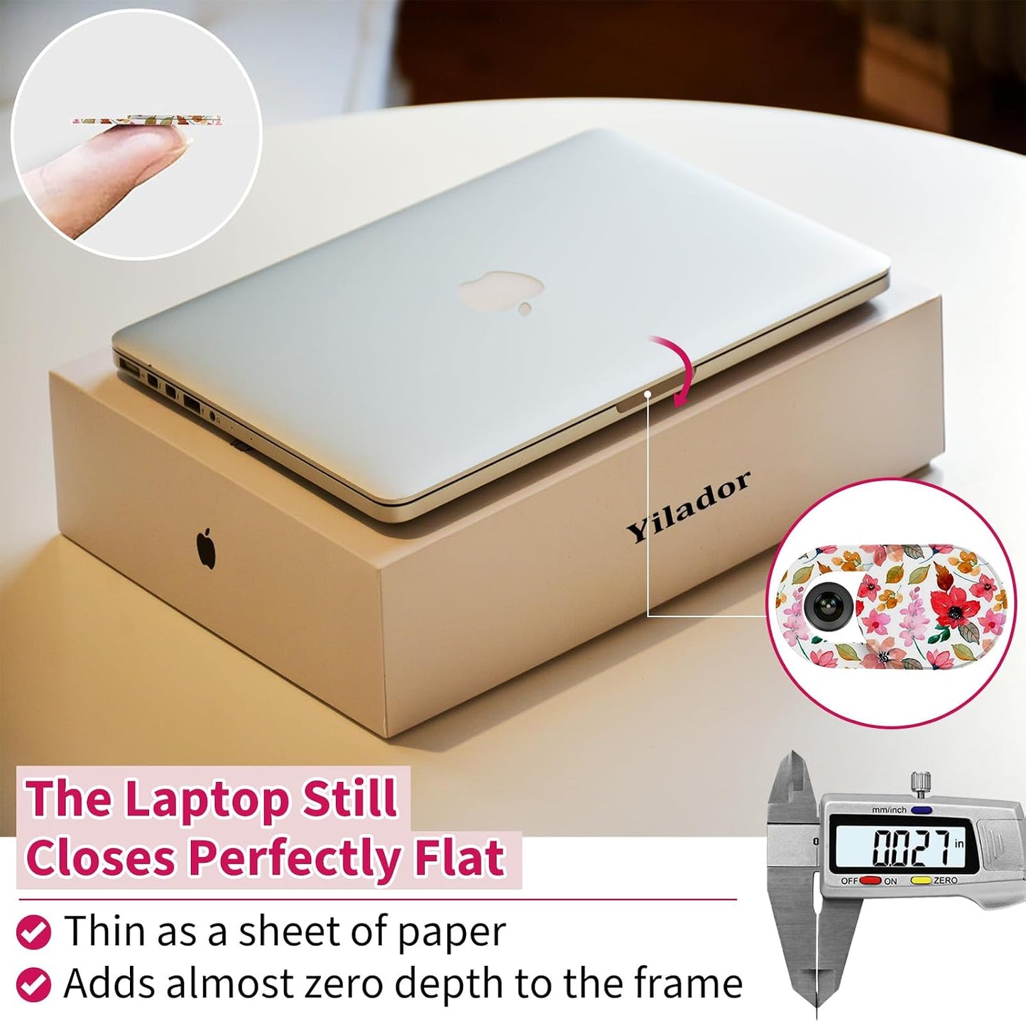 Yilador (6 Pack), 0.03" Laptop Camera Cover Slide Cute Ultra Thin Webcam Cover for iPhone iPad MacBook Pro Computer