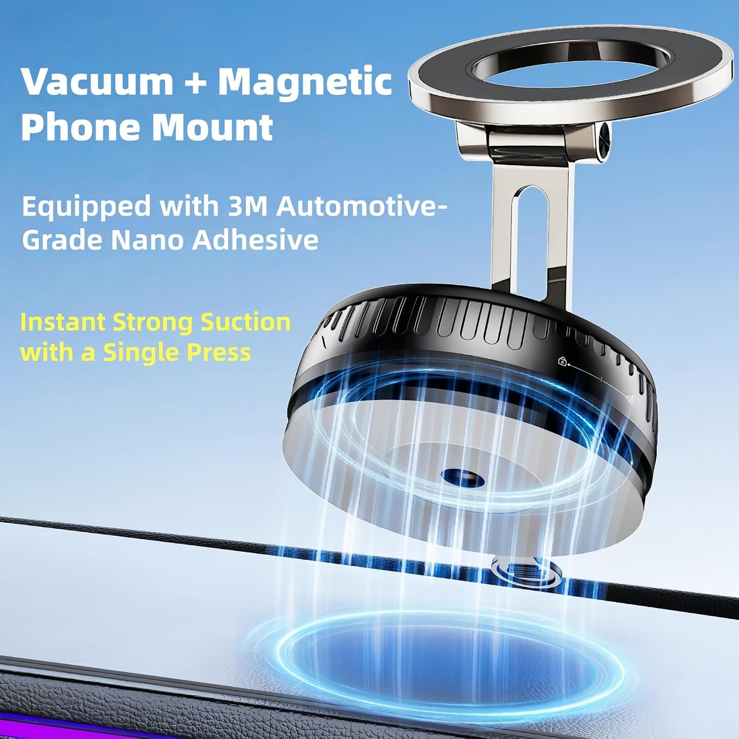 Briteroh 2026 360 180+LBS 4200gf Upgraded Magnetic Car Phone Mount for MagSafe: Rotatable Adjustable Holder with Strong