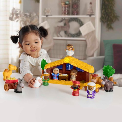 Fisher-Price Little People Nativity Set - Musical & Light-Up Christmas Toy for Kids Ages 1+ | 18 Pieces