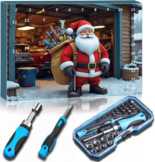 **Tool Advent Calendar 2025 - 44-Piece Precision Tool Set with Storage Case | Perfect Christmas Countdown for Mechanics**