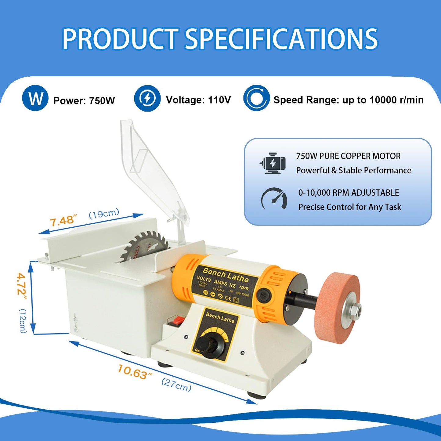 Lapidary Saw for Jewelry Crafts, 750W Lapidary Equipment with Jade Carving Kit, 110V Gem Cutting Machine with Water Cooling, Mini Table Saw for Jewelry Stone