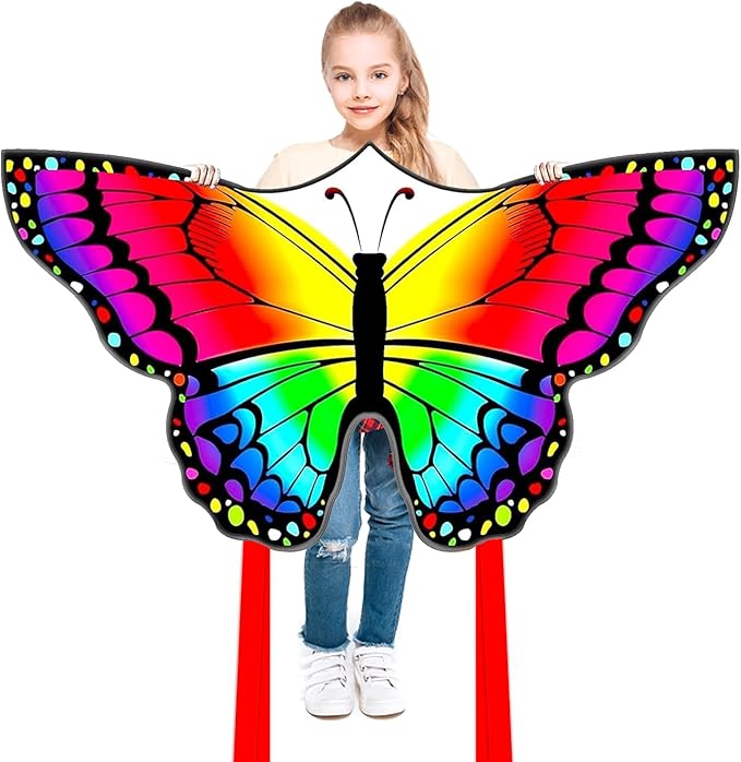 Butterfly Kites for Kids and Adults Easy to Fly, Single Line Beach Kite for Boys & Girls, 55’’ x 28’’ Butterfly for Teens Comes with 300 FT String Handle