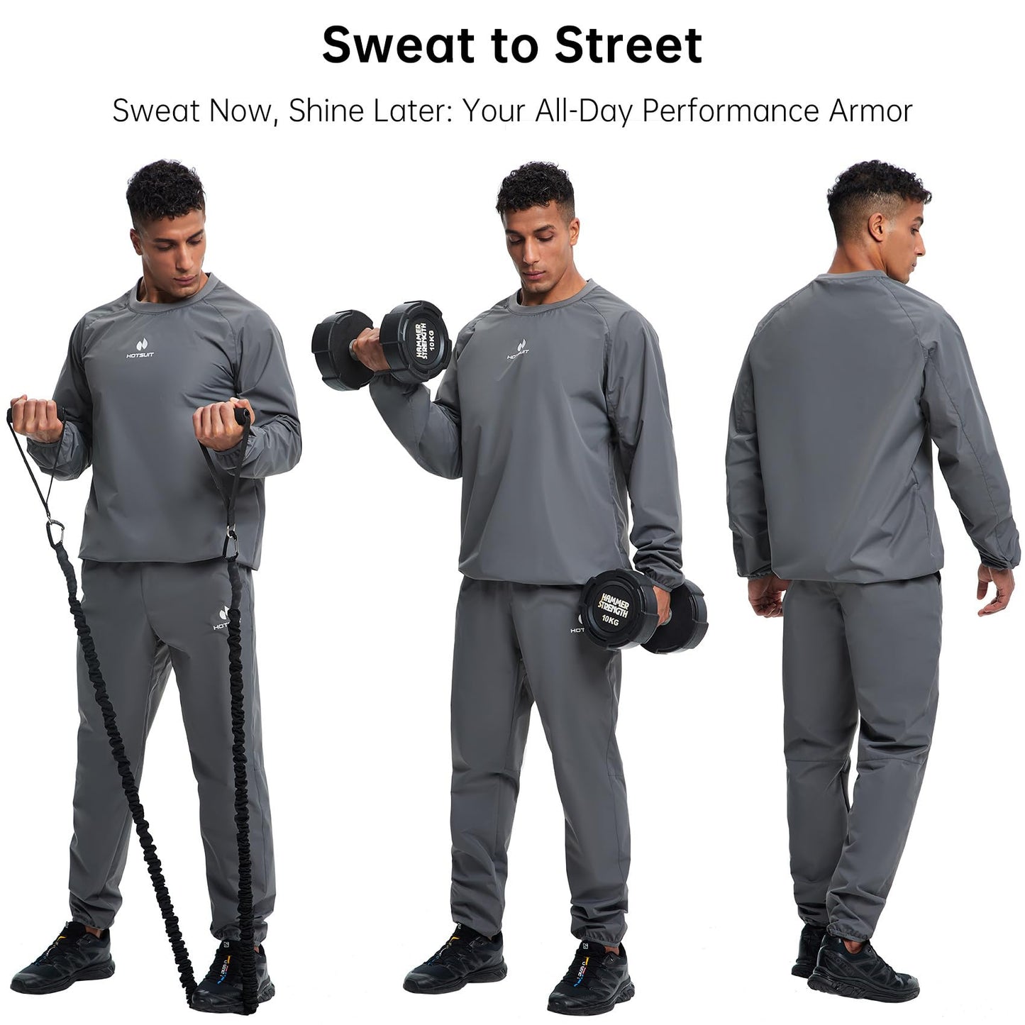 HOTSUIT Sauna Suit Men Anti Rip Sweat Suits Gym Boxing Workout Jackets Pants