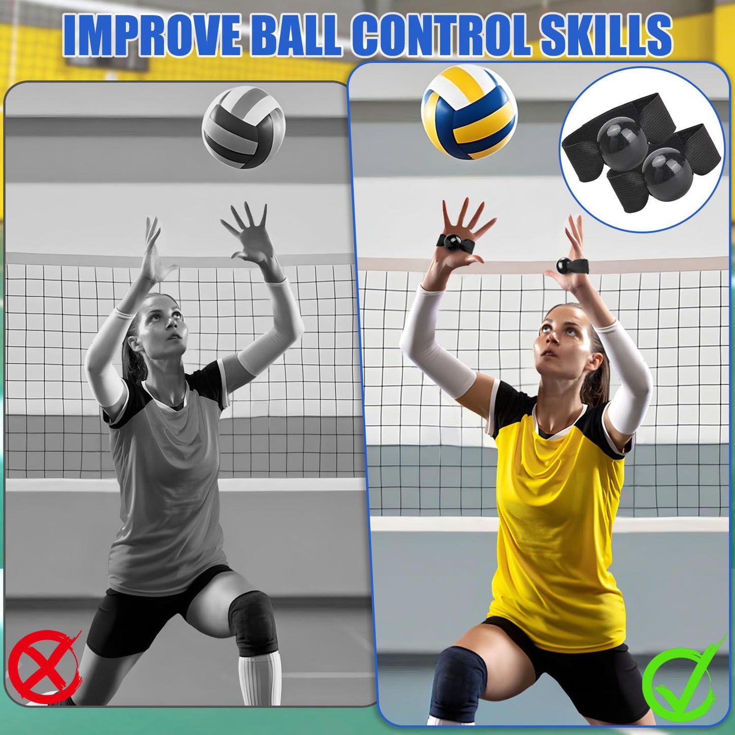 TOBWOLF Volleyball Training Equipment Aid, Elastic Self-Training Volleyball Resistance Band with Adjustable Waist Belt & Ball Pouch & Hand Strap for Practicing Serving, Spiking, Arm Swing Passing