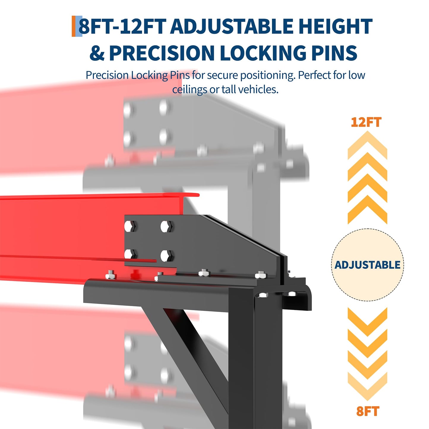 Adjustable Gantry Crane 2 Ton (4400 LBS) with Manual Trolley, Hook and Sling Strap, 12 Locking Positions (97" to 141") with Triangle Base, Portable I-Beam Hoist for Factory, Warehouse, Auto Repair