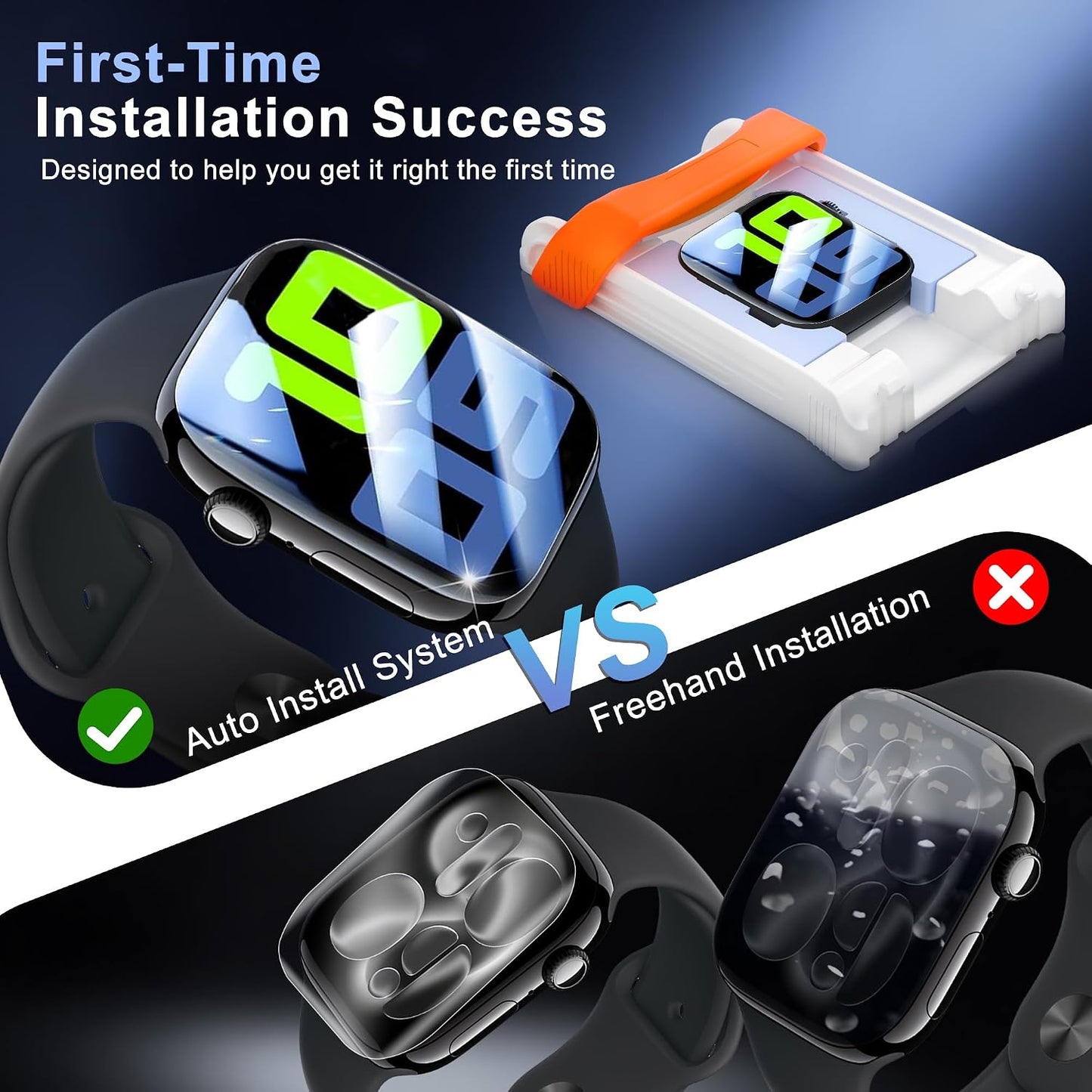 6 Pack 11 10 42mm Screen Protector for Apple Watch Series / [Auto Alignment Box], Bubble Free Easy Install, Edge