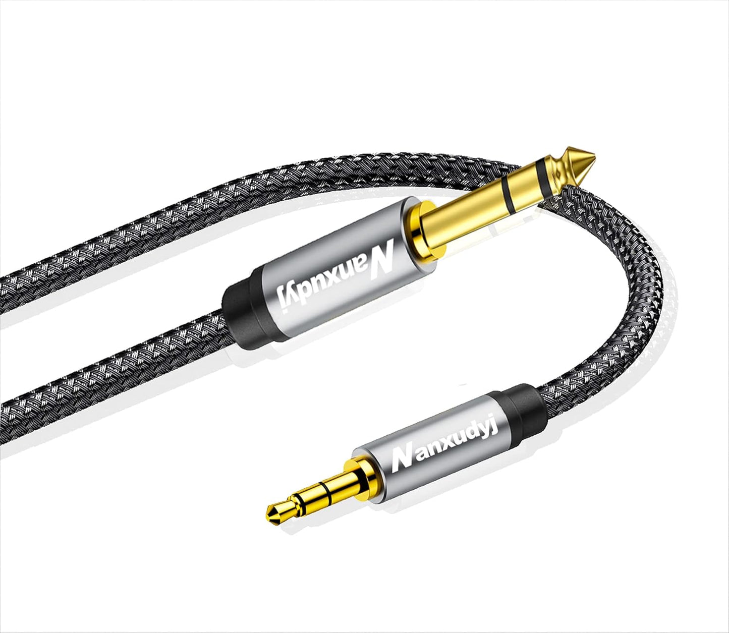 Nanxudyj 6.35mm 3.5mm 1ft, 3.5mmTRS 1/8" 6.35mm 1/4" to AUX Cord Male to Male Stereo Audio Cable Nylon Braid Aux Cord