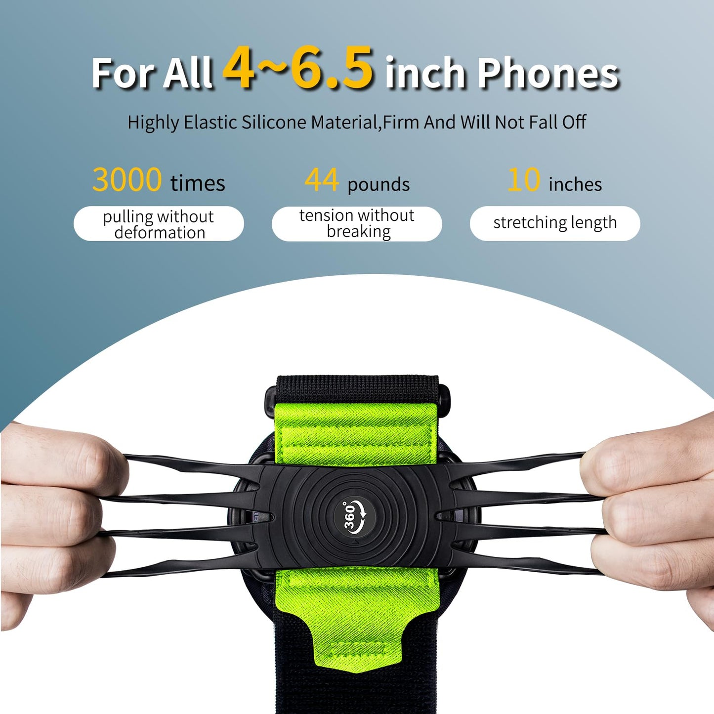 Wristband Phone Holder for Running,【360° Rotatable & Upgrade Anti-Drop】 Suitable for Mobile Phones（Fits All 4-6.5 Inch）, scanners, Portable Computers, and PDAs(Green)