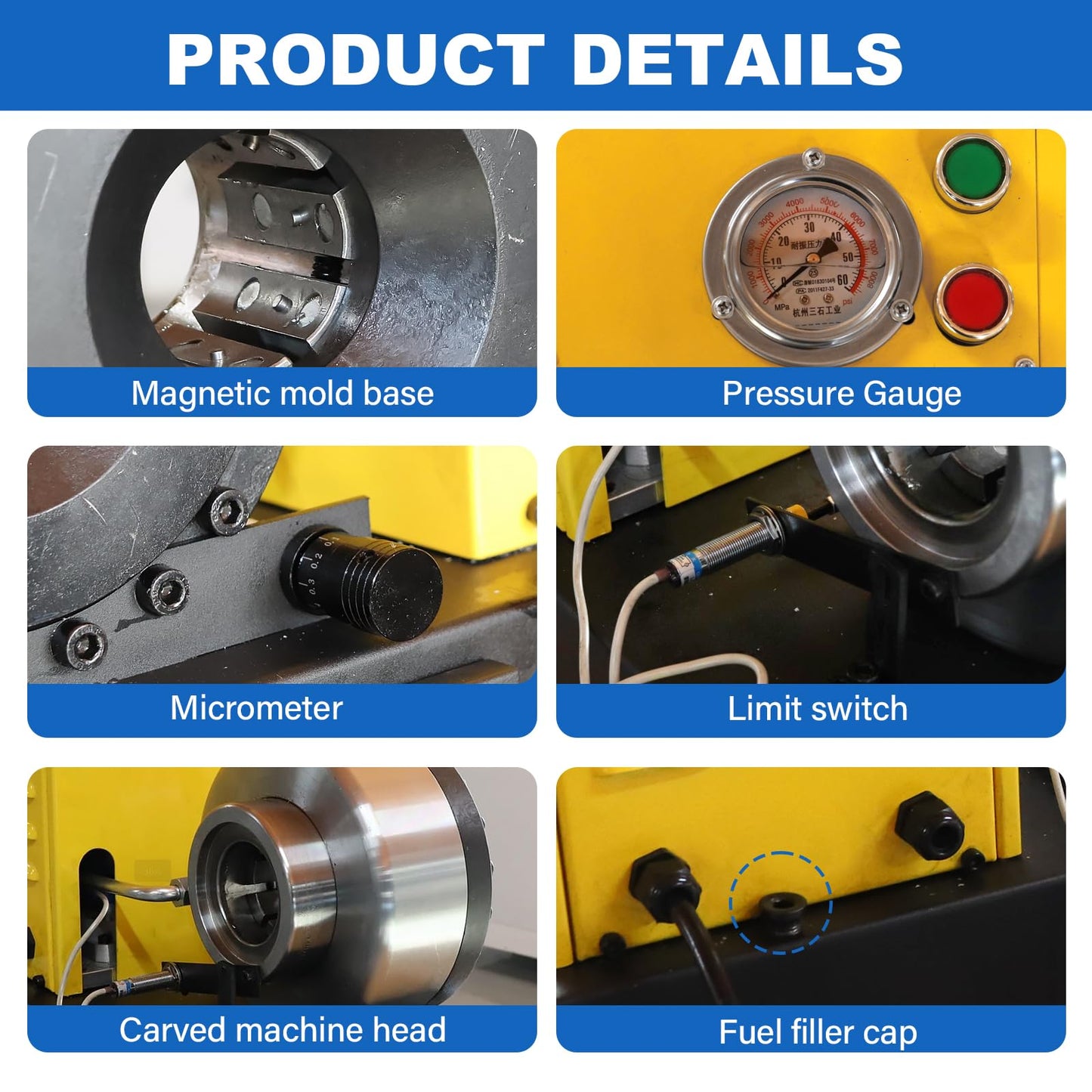 LABFENG Electric 110V Portable Hose Crimper with 8 Dies - Hydraulic Crimping Machine for 1/4" to 1" Hose Diameter, Compatible with Hydraulics, Automotive AC Lines, Agricultural & Excavator Equipment