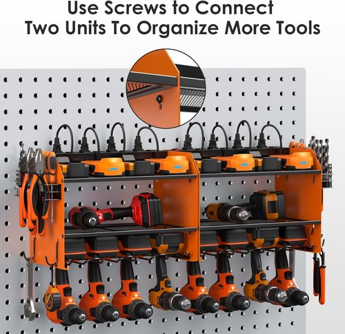 CCCEI Modular Power Tool Organizer - Wall Mount Charging Station & Heavy-Duty Storage Shelf | Orange, 1 Pack