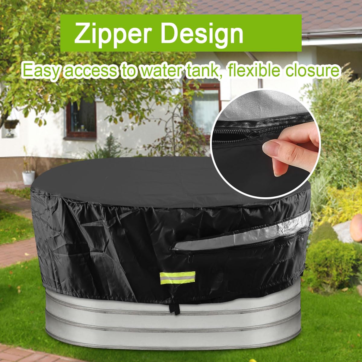 Gecic Horse Trough Cold Plunge Tub Cover, 2 x 2 x 4'' Stock Tank Cover for Horse Trough 4Ft Insulated Cold Plunge Ice Bath Tub Livestock Covers Stock Tank Pool Liner Hot Tub Kit Water Proof Oval