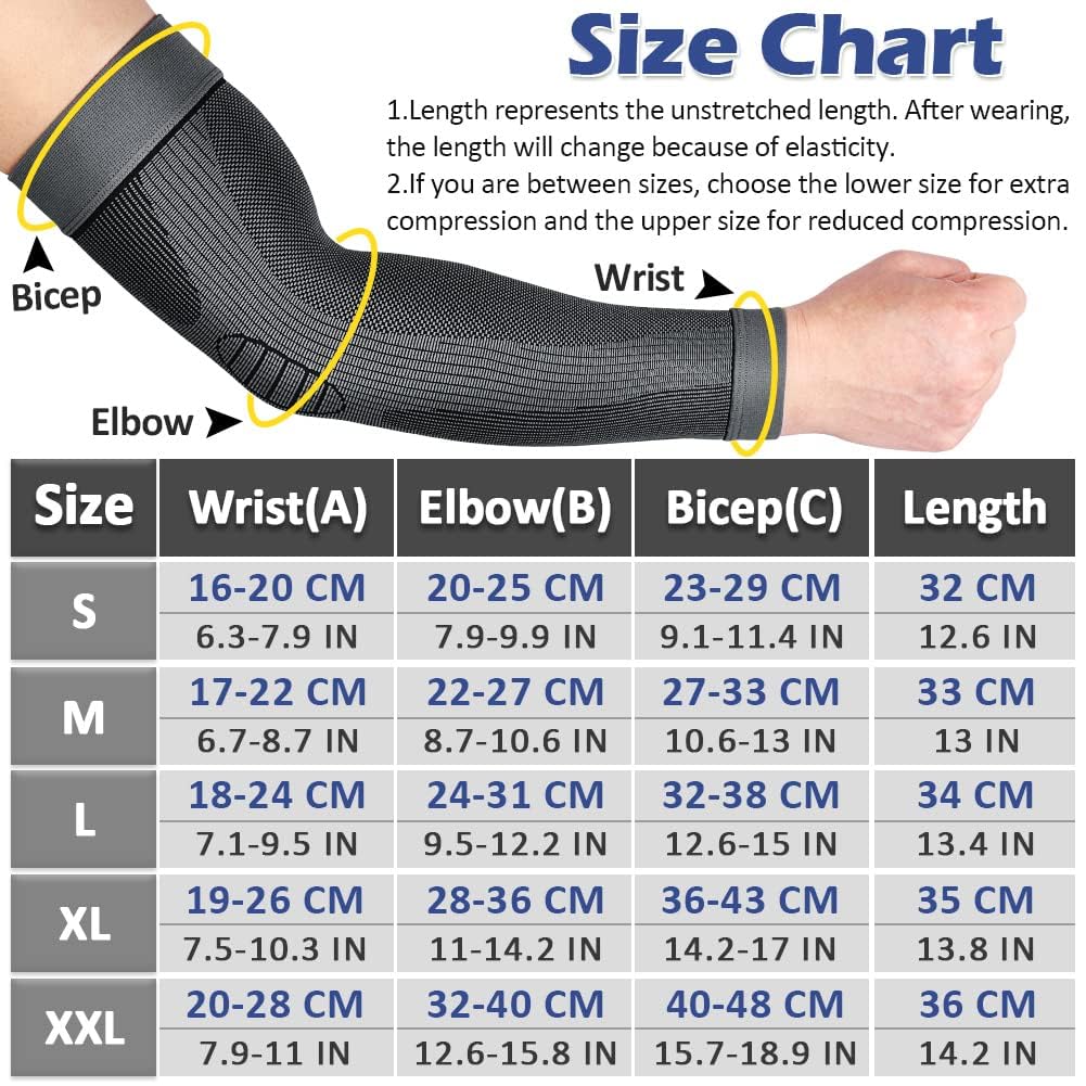 beister Sports Compression Arm Sleeves for Men & Women (Pair), Full Arm Supports Protection, Non-Slip Breathable Arm & Elbow Braces for Arthritis, Lymphedema, Bursitis, Workout