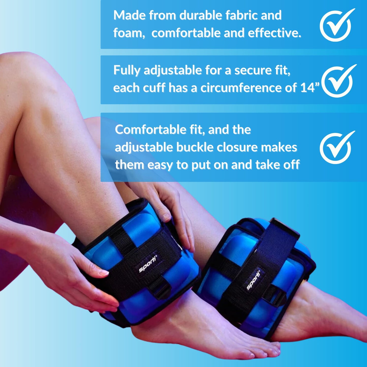Sporti Medium Resistance Buoyancy Aqua Cuffs - Blue - Medium