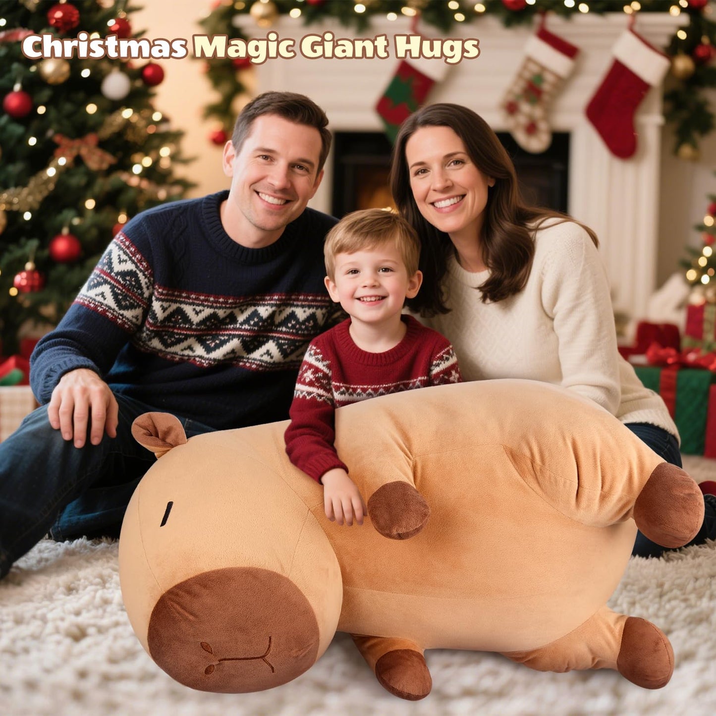 SuzziPals Giant Capybara Plush 30", Jumbo Soft Capybara Stuffed Animal, Giant Plush Toys Hugging Plush for Stress Relief & Cozy at Night, Huge Cuddly Capibara Plushie Gift for Kids Adults