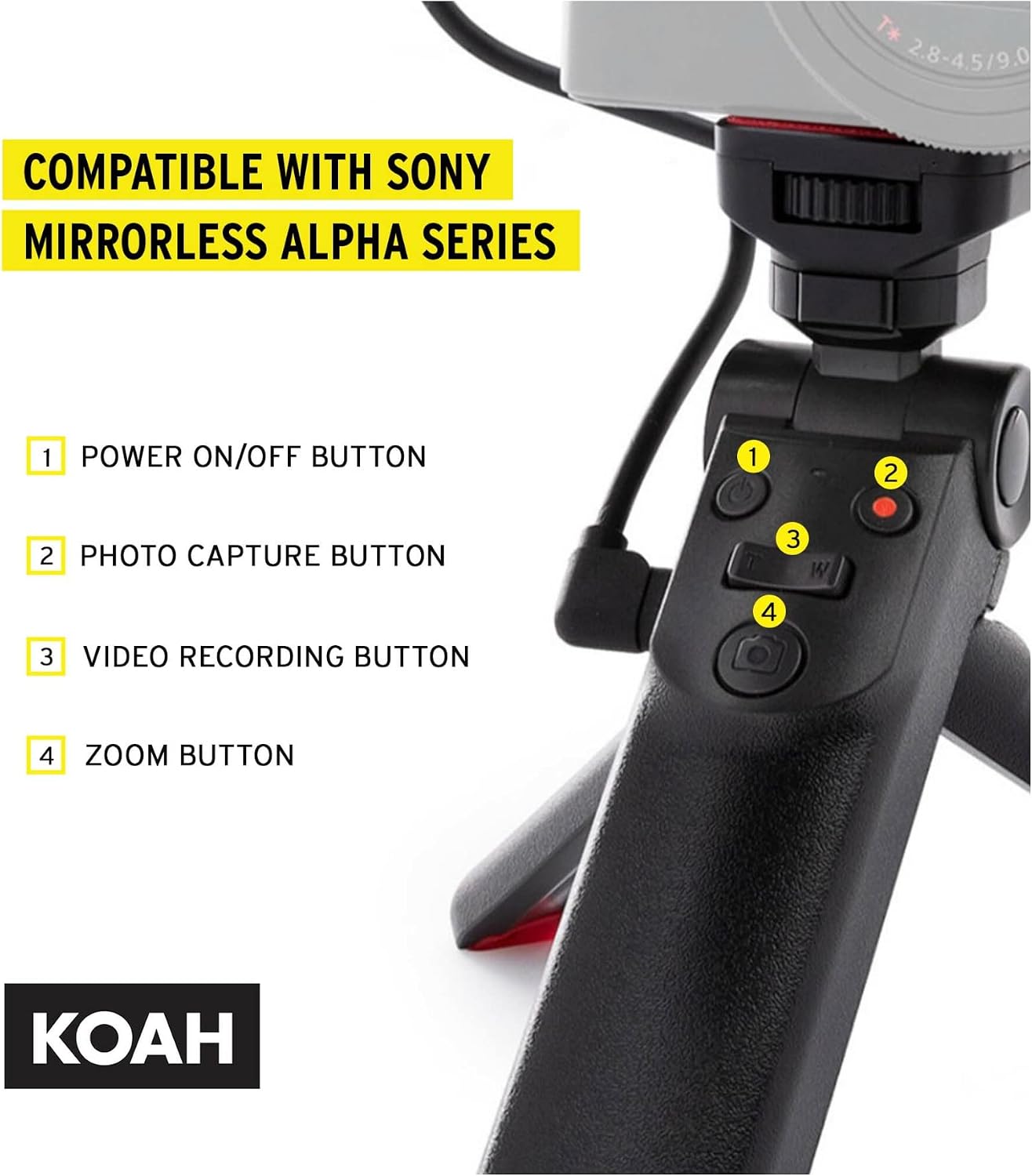 Koah RX100 Vlogging Camera Grip and Tripod for Content Creators - Compatible with Sony mirrorless Alpha Series, DSC-RX