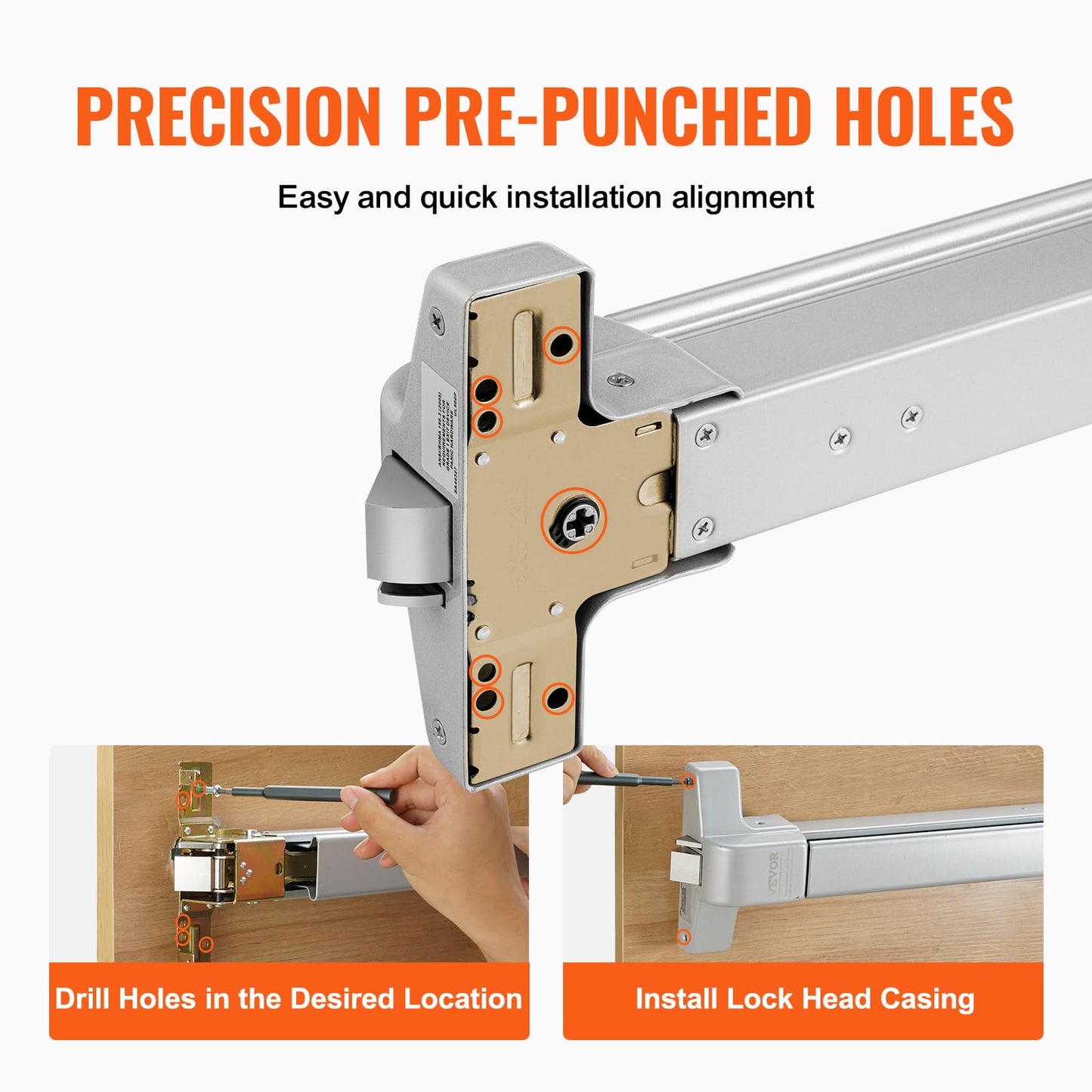 VEVOR Door Push Bar Panic Exit Device, 28” Stainless Steel Commercial Emergency Exit Door Push Bar with Exterior Lever and 3 Keys, Emergency Exit Door Hardware for 28"-41" Metal Wood Door